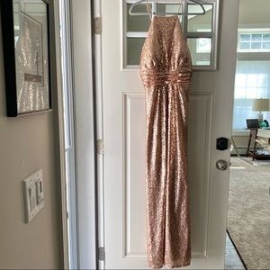 Christina Wu rose gold sequin gown